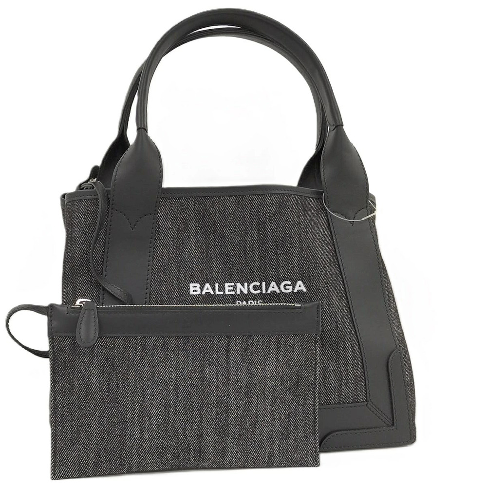 Balenciaga Navy Blue Cabas Tote Bag Pouch Clutch Black